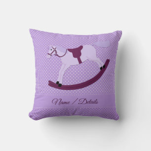 Add Text Change Name Mauve Rocking Horse Pillow