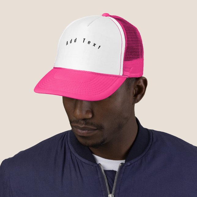 Add Text front with Logo or Text Hot Pink Colour Trucker Hat (In Situ)