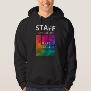 Add Text Logo Here Staff Crew Member Mens Black Hoodie