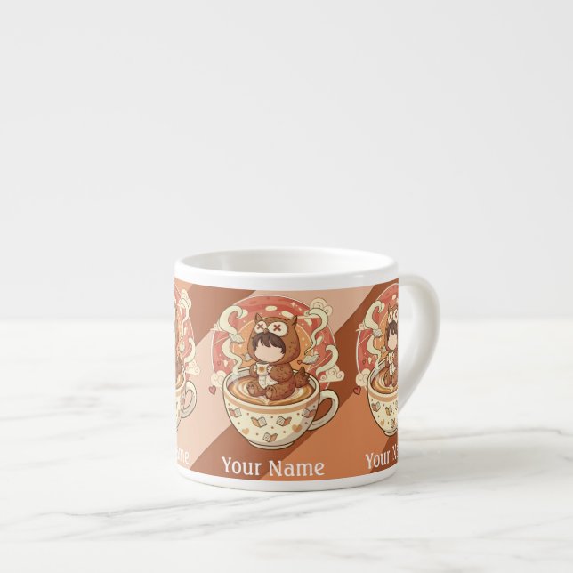 Add Text Mini Owl Espresso Cup Barista Coffee Gift (Front Right)