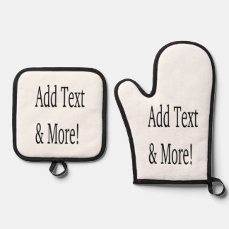 Add Text & More! Customise Your Own Personalised Oven Mitt & Pot Holder Set