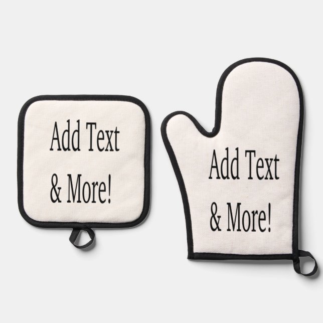 Add Text & More! Customise Your Own Personalised Oven Mitt & Pot Holder Set (Front)