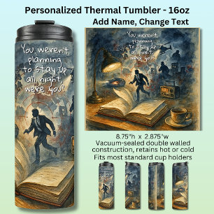 Add Text Name, Spy Mystery Action Book Novel Thermal Tumbler