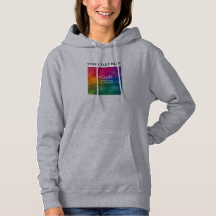 Add Text Name Upload Logo Womens Double Sided Grey Hoodie
