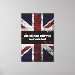 Add text on English flag Throw Pillow Canvas Print