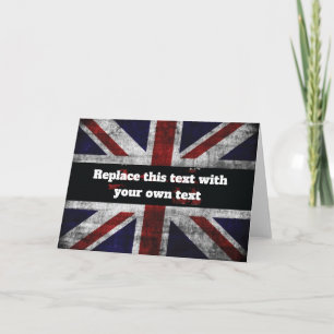 Add text on English flag Throw Pillow Card
