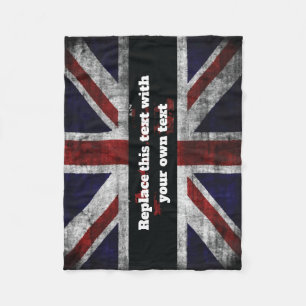 Add text on English flag Throw Pillow Fleece Blanket