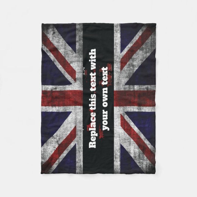Add text on English flag Throw Pillow Fleece Blanket (Front)