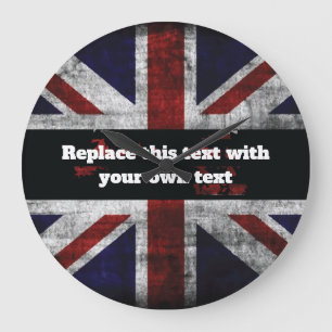 Add text on English flag Throw Pillow Large Clock
