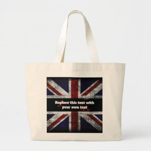 Add text on English flag Throw Pillow Large Tote Bag