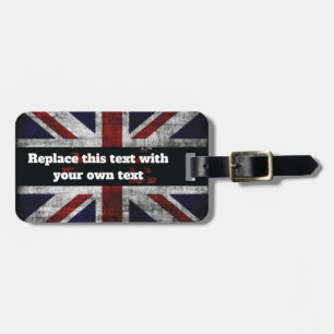 Add text on English flag Throw Pillow Luggage Tag