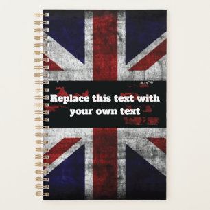Add text on English flag Throw Pillow Planner