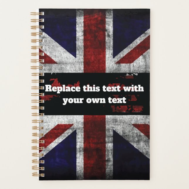 Add text on English flag Throw Pillow Planner (Front)