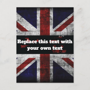 Add text on English flag Throw Pillow Postcard