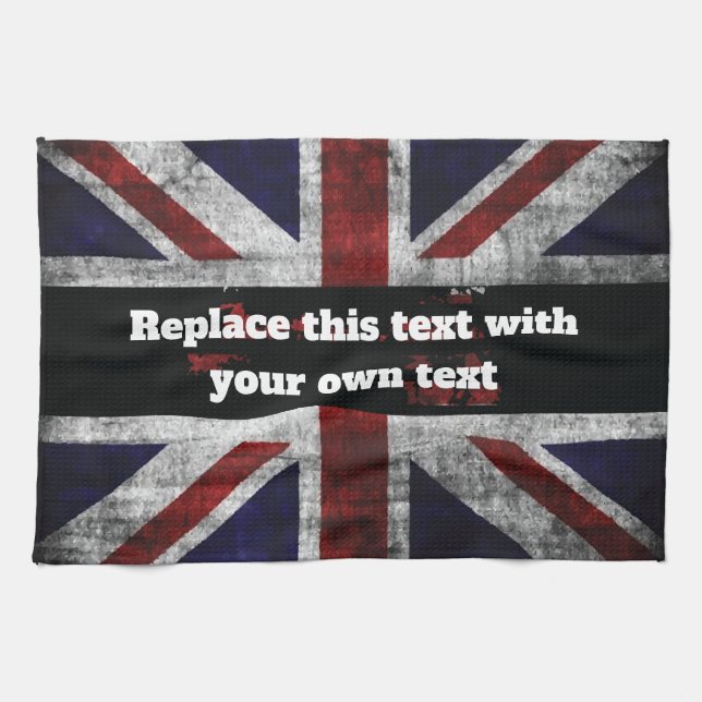 Add text on English flag Throw Pillow Tea Towel (Horizontal)