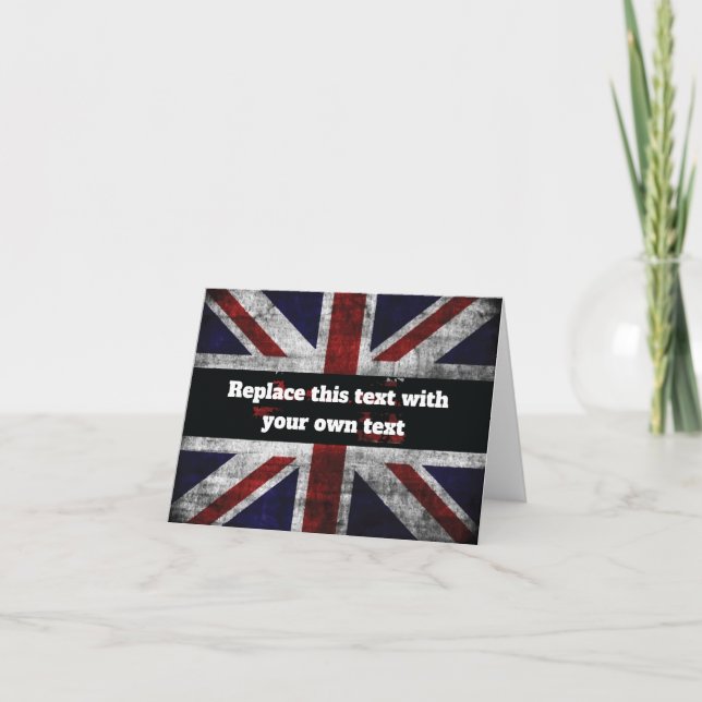 Add text on English flag Throw Pillow Thank You Card (Front)