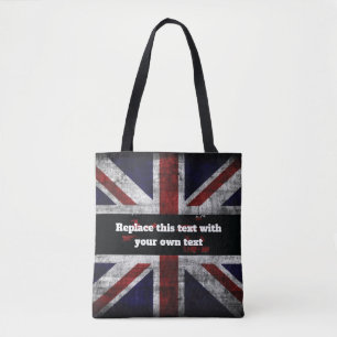 Add text on English flag Throw Pillow Tote Bag