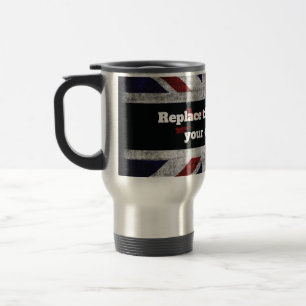 Add text on English flag Throw Pillow Travel Mug