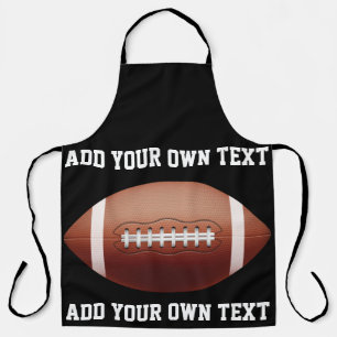 Add text on football throw pillow apron