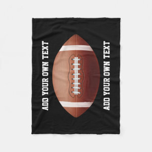 Add text on football throw pillow fleece blanket