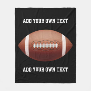Add text on football throw pillow fleece blanket