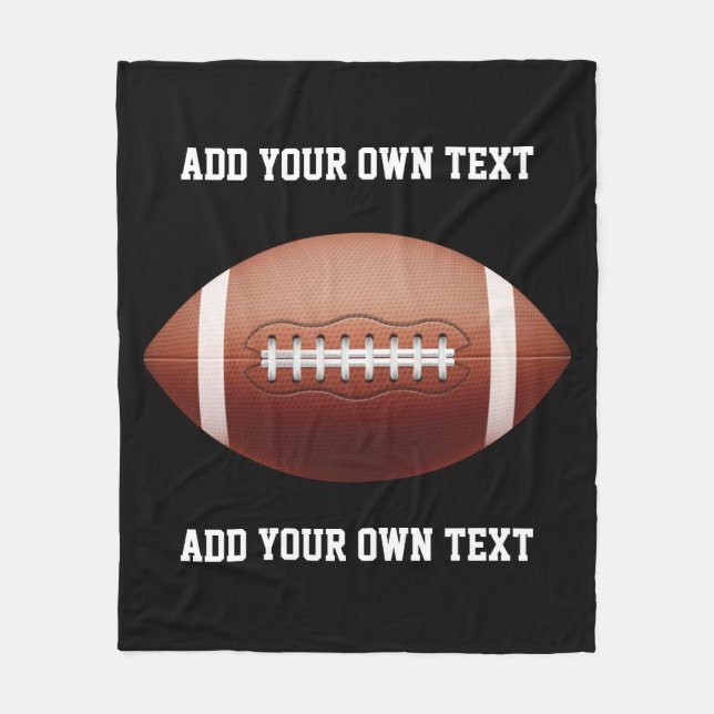 Add text on football throw pillow fleece blanket (Front)
