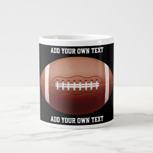 Add text on football throw pillow large coffee mug
