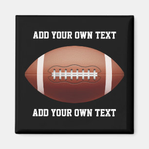 Add text on football throw pillow magnet