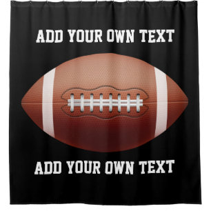 Add text on football throw pillow shower curtain