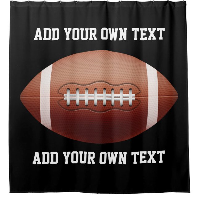 Add text on football throw pillow shower curtain (Front)
