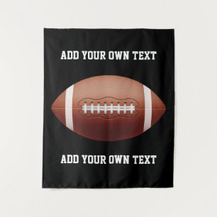 Add text on football throw pillow tapestry