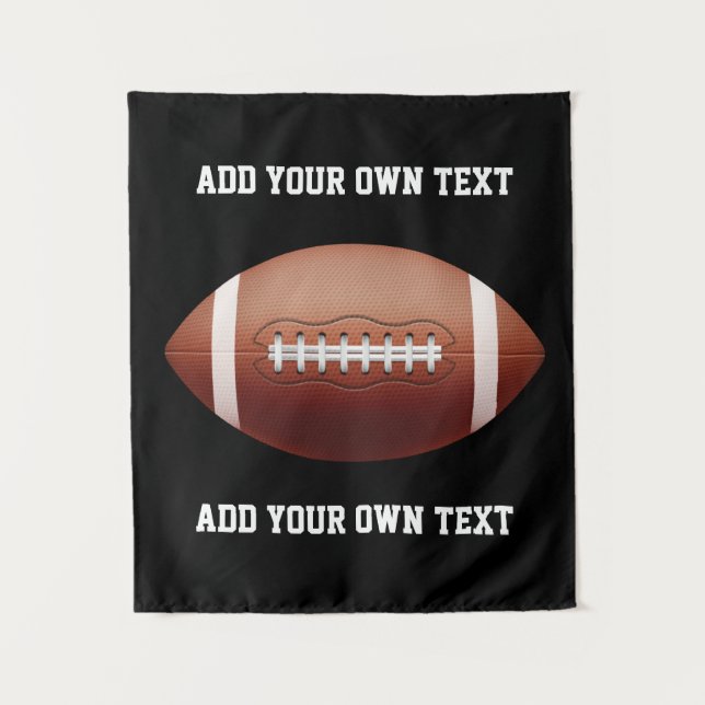 Add text on football throw pillow tapestry (Front)