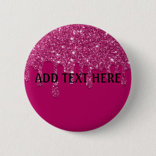 Add Text Pink Dripping Glitter Button