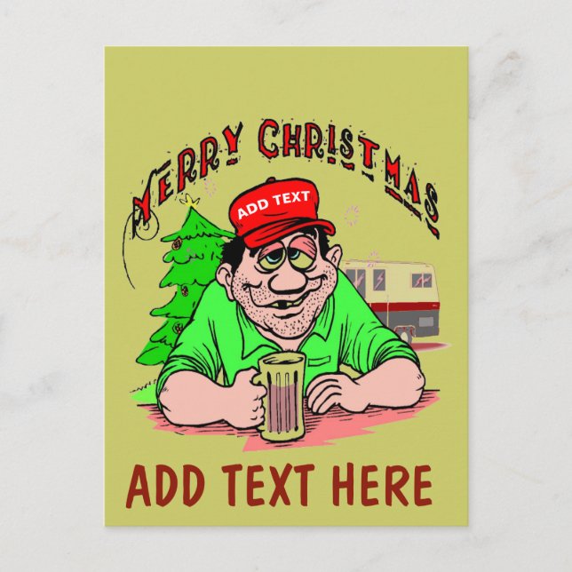ADD TEXT Red Hat Christmas Holiday Postcard (Front)