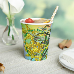 Add Text Wattle & Gum Leaves Aussie Paper Cups