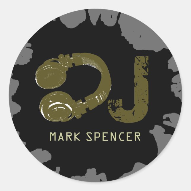 add the DJ name Classic Round Sticker (Front)