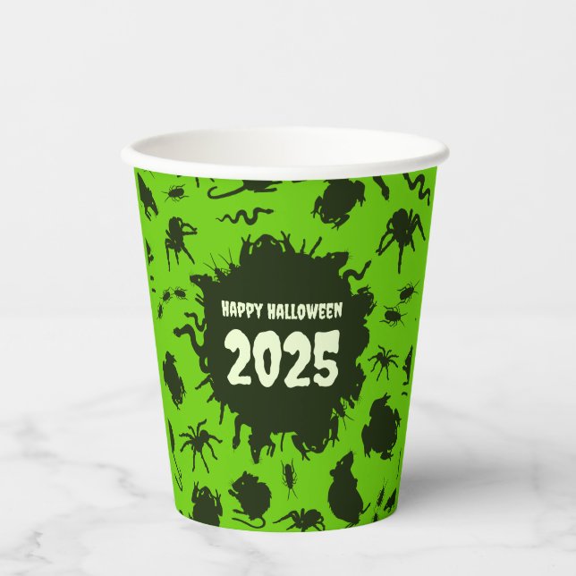 Add The Year Happy Halloween Dark Creepy Crawlies Paper Cups (Front)