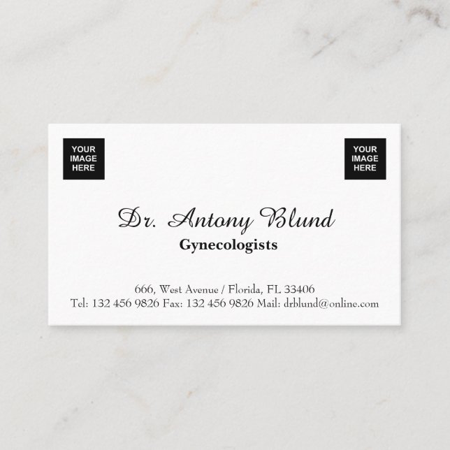 Add two Images Gynaecologist Business Card (Front)