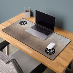 Add Two Logos Faux Leather Computer Desk Mat