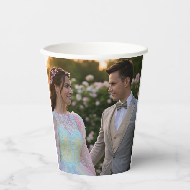Add Wedding Photo Customise Paper Cups (Front)