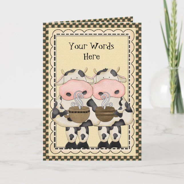 Add Words Coffee Cow greeting card (Front)
