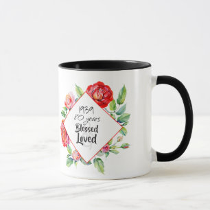 ADD Year Born AGE Birthday Gift for Women Roses Mug
