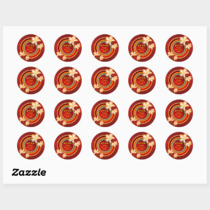 Add Year Chinese New Year 20XX Floral Classic Round Sticker