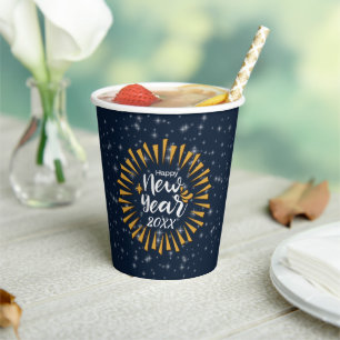 Add Year Happy New Year Burst with Stars 20xx  Paper Cups