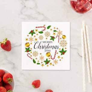 Add Year Merry Christmas 20xx Christmas Theme Napkin