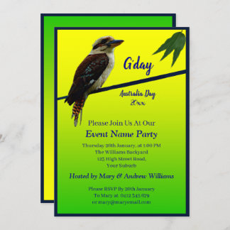 Add Year Text, Kookaburra Australian Party      Invitation