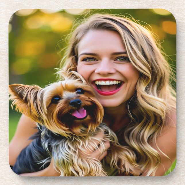 Add Yorkshire Terrier Photo Personalize Coaster (Front)