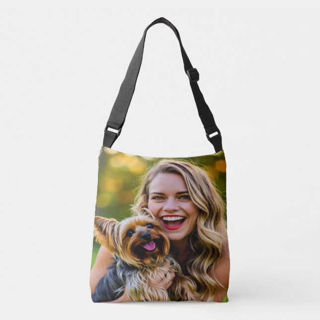 Add Yorkshire Terrier Photo Personalize Crossbody Bag (Front)