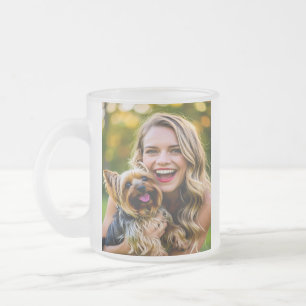 Add Yorkshire Terrier Photo Personalize Frosted Glass Coffee Mug