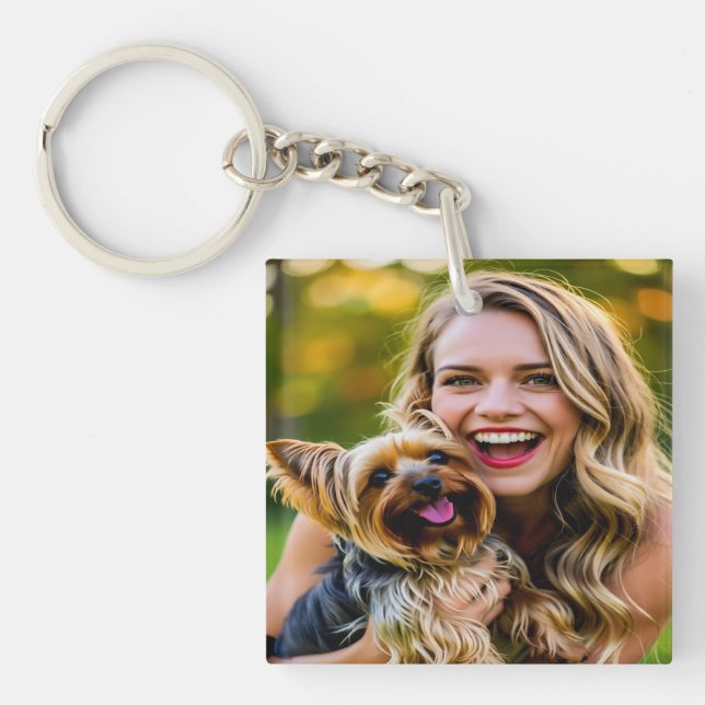 Add Yorkshire Terrier Photo Personalize Key Ring (Front)